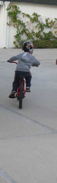 A proud moment as my son rides without training wheels for the first time.